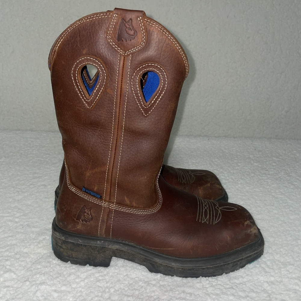 Steel Blue Men's Blue Heeler Western Steel Toe Boot Oak Size 9.5 cowboy hiking